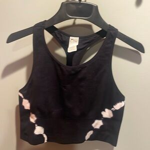 Zyia Active Black & White Tie Dye Seamless Racerback Sports Bra; Size L